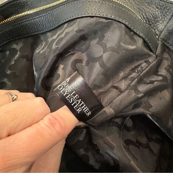 Oryany black supple leather braided drawstring tassel sides slouchy hobo bag - Picture 12 of 13